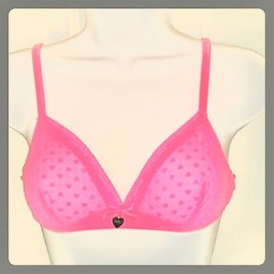 Juicy Couture *HOT PINK* Lace Wire-Free Bralette with HEARTS